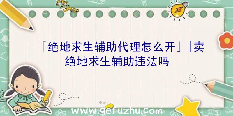 「绝地求生辅助代理怎么开」|卖绝地求生辅助违法吗